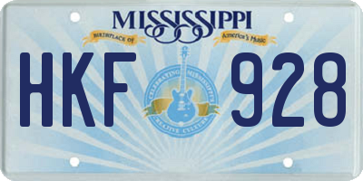 MS license plate HKF928