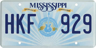 MS license plate HKF929