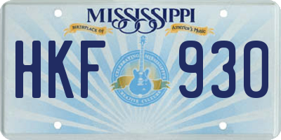 MS license plate HKF930