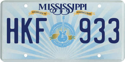 MS license plate HKF933