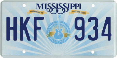 MS license plate HKF934