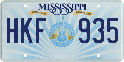 MS license plate HKF935