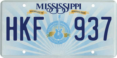 MS license plate HKF937
