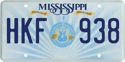 MS license plate HKF938