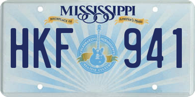 MS license plate HKF941