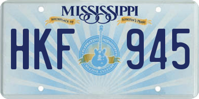 MS license plate HKF945