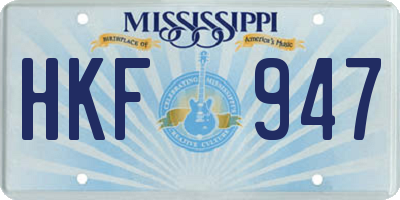 MS license plate HKF947