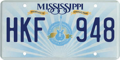 MS license plate HKF948