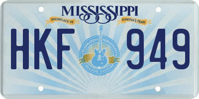 MS license plate HKF949
