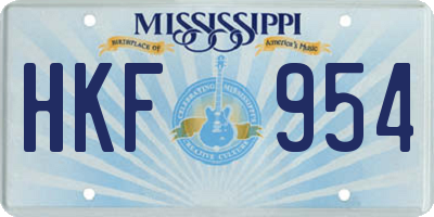 MS license plate HKF954