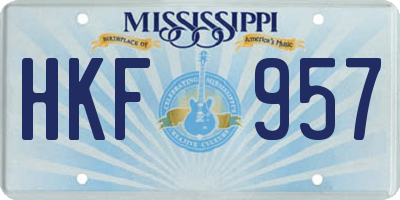 MS license plate HKF957