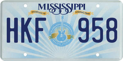 MS license plate HKF958