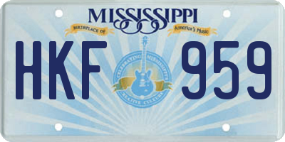 MS license plate HKF959