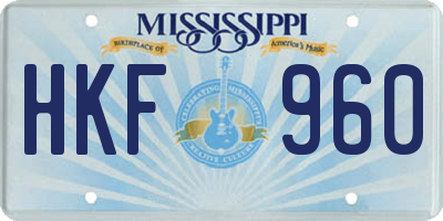MS license plate HKF960