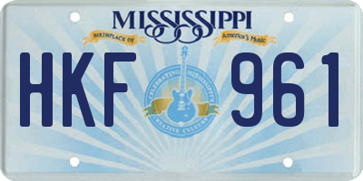 MS license plate HKF961