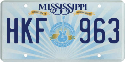 MS license plate HKF963