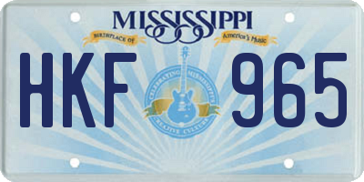 MS license plate HKF965