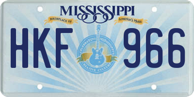 MS license plate HKF966