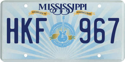 MS license plate HKF967
