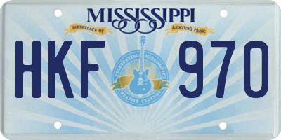 MS license plate HKF970