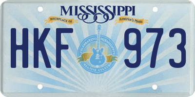 MS license plate HKF973