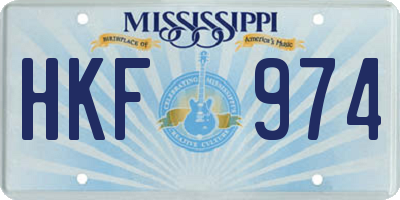 MS license plate HKF974