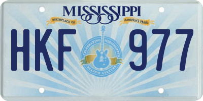MS license plate HKF977