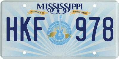 MS license plate HKF978
