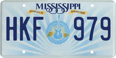 MS license plate HKF979