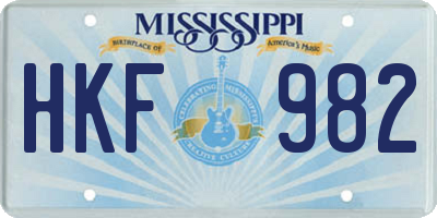 MS license plate HKF982