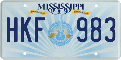 MS license plate HKF983