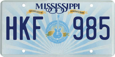 MS license plate HKF985