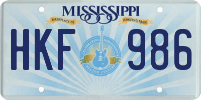 MS license plate HKF986