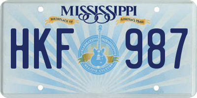 MS license plate HKF987