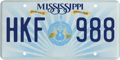 MS license plate HKF988