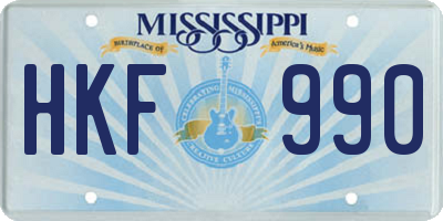MS license plate HKF990