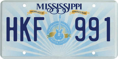 MS license plate HKF991