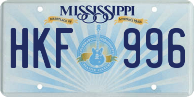 MS license plate HKF996