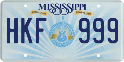 MS license plate HKF999