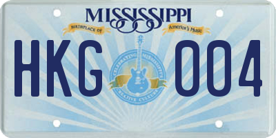 MS license plate HKG004
