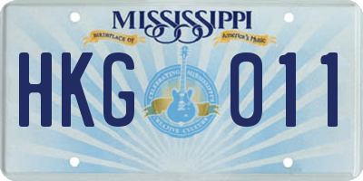 MS license plate HKG011