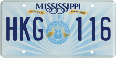 MS license plate HKG116
