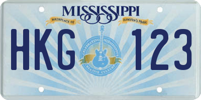 MS license plate HKG123