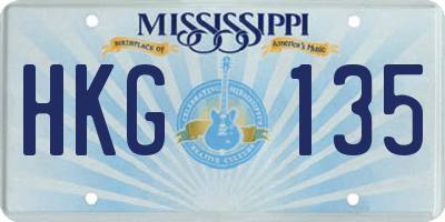 MS license plate HKG135