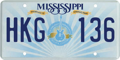 MS license plate HKG136