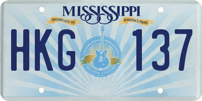 MS license plate HKG137