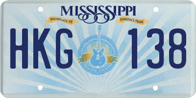 MS license plate HKG138