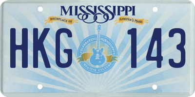 MS license plate HKG143