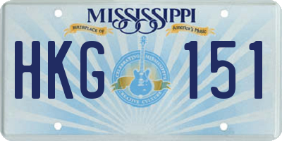 MS license plate HKG151