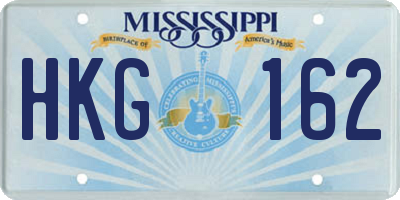 MS license plate HKG162